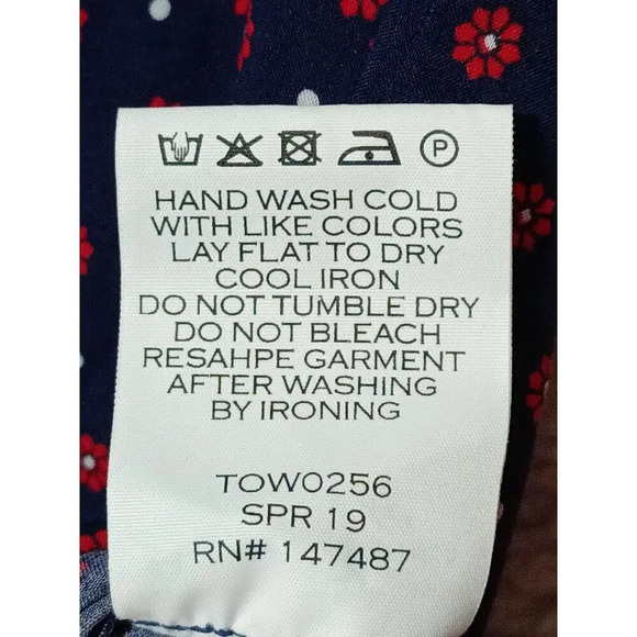 Draper James XS Blue Floral Dot Flutter Sleeve Peasant Boho Top Keyhole Tie Neck - Picture 11 of 11